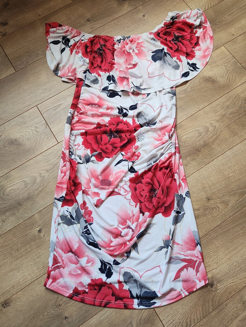 XL Floral Red And White maternity Dress
